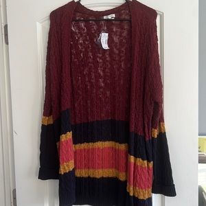 Maurice's open front knit striped cardigan